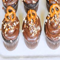 Chocolate Pretzel Cupcakes with Caramel Frosting image