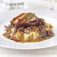 Spiced Pork with Celery Root Purée and Lentils image