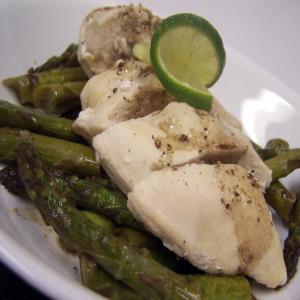 Steamed Lime-And-Pepper Chicken With Glazed Asparagus image