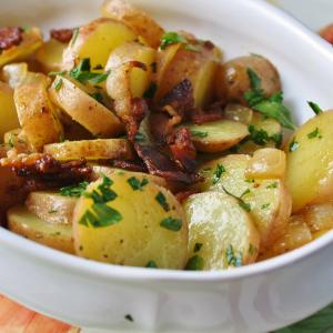 Sliced Potatoes with Bacon and Parsley image