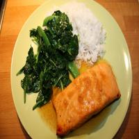 Baked Maple-Glazed Salmon With Wilted Spinach_image