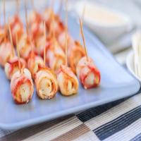 Air Fryer Bacon-Wrapped Scallops with Sriracha Mayo image