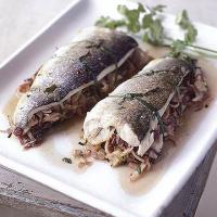Roast sea bass with chilli & lime leaves image