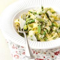 Spring vegetable tagliatelle with lemon & chive sauce image