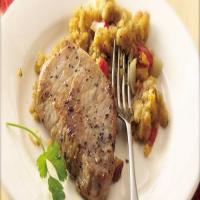 Slow-Cooker Pork Chops with Cheesy Corn Bread Stuffing_image