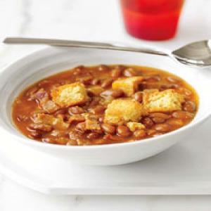 Pork and Pink Bean Soup with Corn Muffin Croutons Recipe - (4.3/5) image