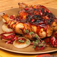 Roasted Pomegranate-Marinated Cornish Game Hens with Cippolini and Treviso image