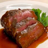 Flatiron Steak with Herbed Red Bliss Potatoes, Red Onion Marmalade and Red Wine Demi-Glace image