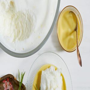 Lemony Snow Pudding with Tarragon Creme Anglaise image