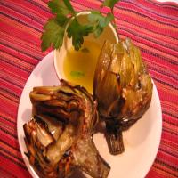 Killer Grilled Artichokes With Garlic and White Wine Butter image