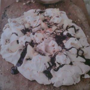 Tray Baked Meringue W Pears, Cream, Toasted Hazelnuts, Chocolate image