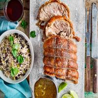 Cuban mojo roast leg of pork with rice and beans_image