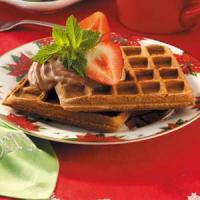 Chocolate Pecan Waffles with Strawberries_image