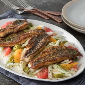 Butter Seared Black Sea Bass with Shaved Fennel-Citrus Salad - Taste of the South_image