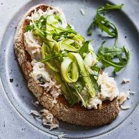 Crab & tangled asparagus salad on toast image