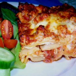 No-Boil Cheesy Lasagna (Vegetarian) With Optional Meat Sauce_image