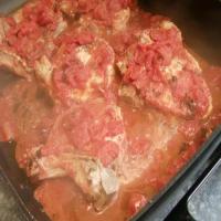 Pork Chops smothered with Fire Roasted Tomatoes image