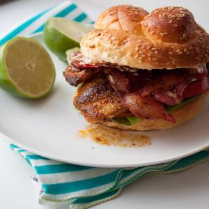 Lighter Cajun Tilapia Sandwich with Bacon and Lime Mayo_image