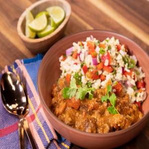 Chipotle-Pale Ale Chili with Mexican Brown Rice Tabbouleh_image