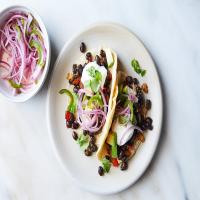 Black Bean Tacos With Avocado and Spicy Onions image