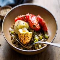 Roasted Tomatoes and Lentils With Dukkah-Crumbled Eggs image