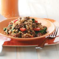 Sausage Risotto with Spinach and Tomatoes image