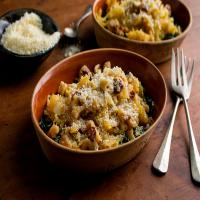 Baked and Sautéed Spaghetti Squash on a Bed of Spinach_image