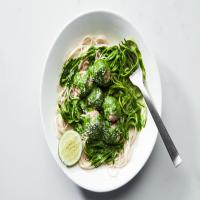 Ginger-Scallion Meatballs With Green Curry Sauce image