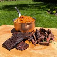 Grilled Skirt Steak with Sticky Barbecue Onions image