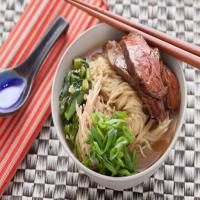 Beef Ramen Noodle Soup with Choy Sum and Enoki Mushrooms Recipe - (4.8/5) image