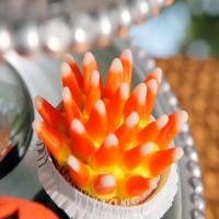 Spiky Candy Corn Cupcakes image
