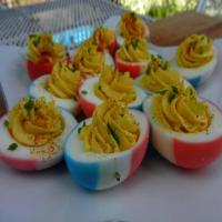 Red, White and Blue Deviled Eggs image