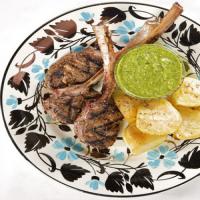Lamb Lollipops with Green Goddess Mint Dipping Sauce and Roasted Potatoes image