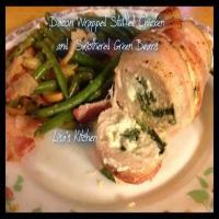 Bacon Wrapped Stuffed Chicken and Smothered Green image