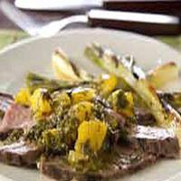 Grilled Steak and Green Onions_image