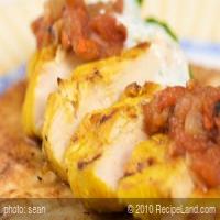 Tandoori Spiced Chicken Breast with Grilled Tomato Jam and Herbed Yogurt Sauce_image
