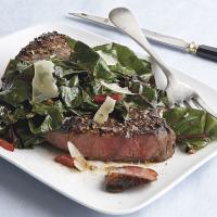 Sirloin Steaks with Garlicky Swiss Chard_image