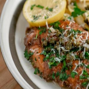 Brown Butter Chicken Francese with Lemon and Crispy Capers_image