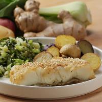 Miso Butter-Seared Sea Bass With Roasted Vegetables Recipe by Tasty image
