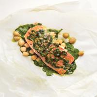 Salmon with Spinach and Chickpeas image