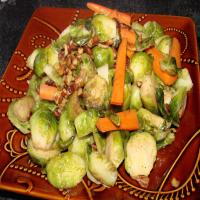 Brussels Sprouts, Baby Carrots, and Pecans in a Maple Sauce image