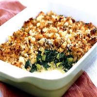 Spinach and Leek Gratin with Roquefort Crumb Topping_image