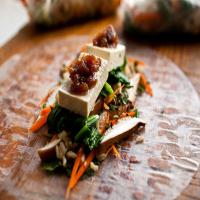 Spring Rolls With Spinach, Mushrooms, Sesame, Rice and Herbs image