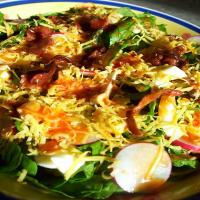 Chicken Spinach Salad With Warm Bacon Dressing image