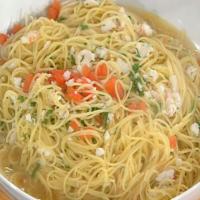 Spaghettini with Chopped Shrimp and Scallops in Rich Broth image