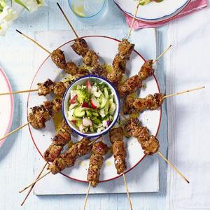 Spring lamb skewers with lightly pickled allotment salad image