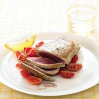 Tuna Steaks with Lemony Tomatoes and Onion image