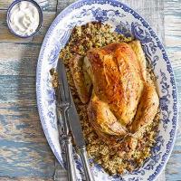 Saffron butter chicken with date & couscous stuffing image