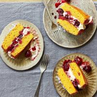 Cherry, custard & almond sponge cake image