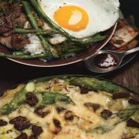 Korean Rice Bowl with Steak, Asparagus, and Fried Egg image
